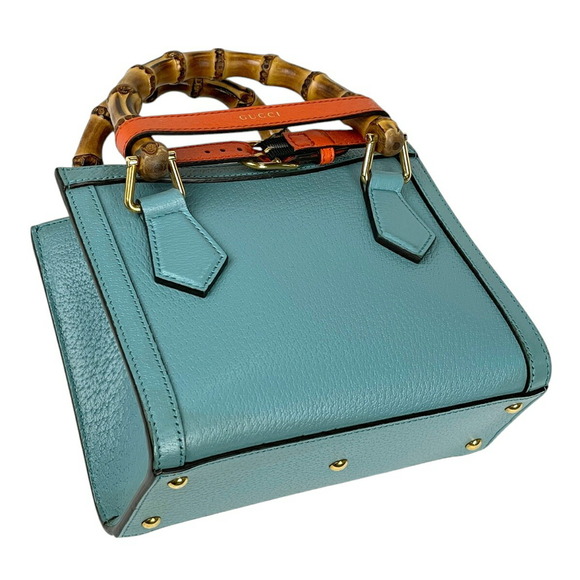 Gucci Diana Tote Shoulder Bag GG Marmont Leather Blue - Picture 2 of 10